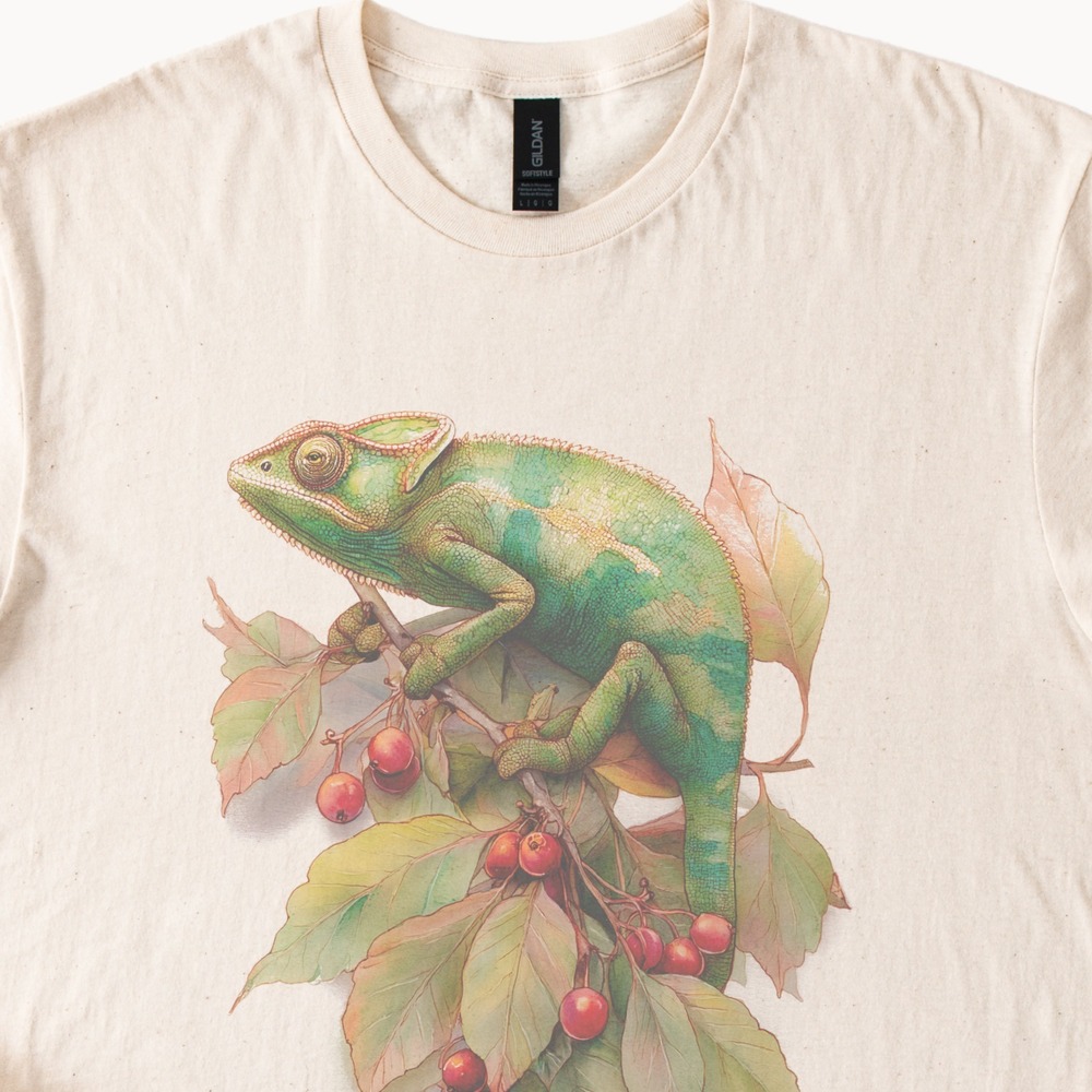 Lizard on Branch Botanical Graphic Tee Nature Art